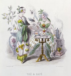 Herbata i kawa, z „Les Fleurs Animees”, grawerowane przez Charlesa Geoffreya (1819-82) 1847